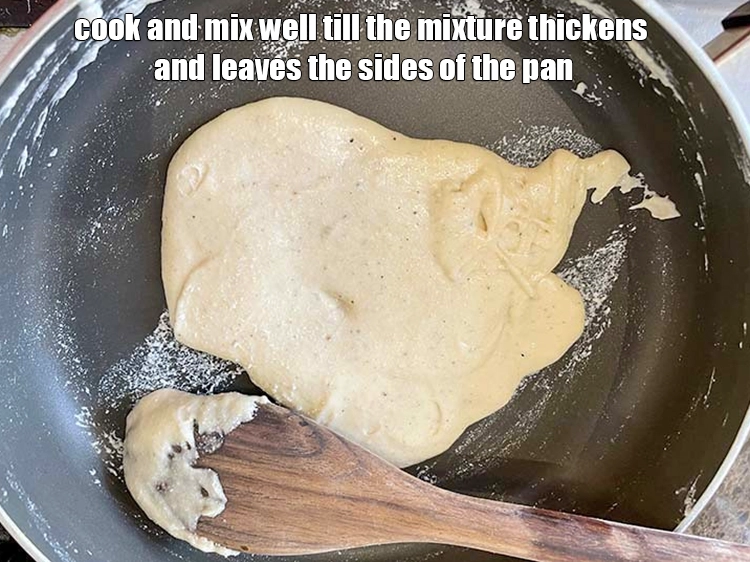 Step 12 – <p><span style="background-color:rgb(255,255,255);color:rgb(0,0,0);">Cook and mix well till the mixture thickens and leaves the sides of the …