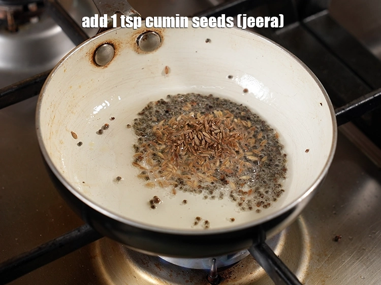 Step 19 – <p>Add&nbsp;1 tsp&nbsp;<a href="glossary-cumin-seeds-jeera-zeera-381i">cumin seeds (jeera)</a>.</p>