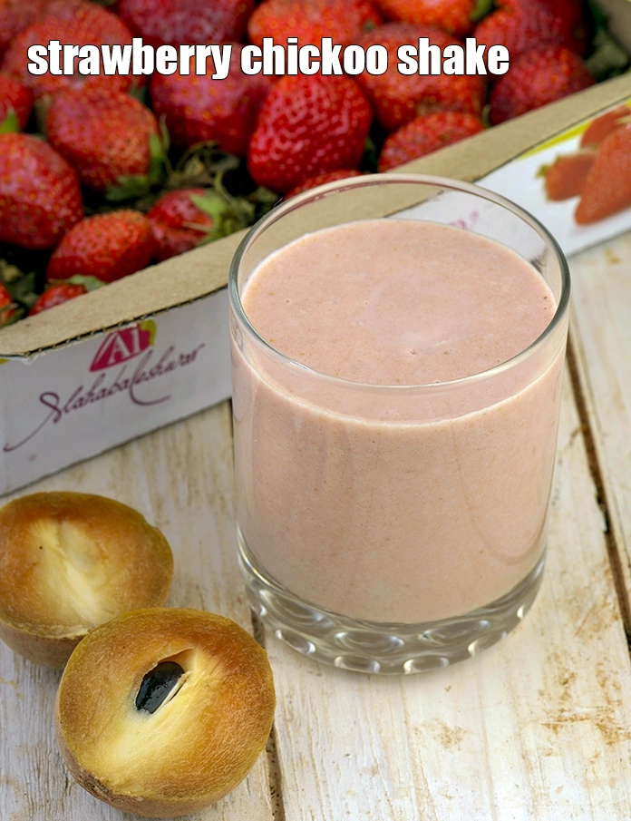 Step 4 – <p><span style="background-color:rgb(255,255,255);color:rgb(0,0,0);">Serve <strong>Strawberry Chickoo Shake</strong> chilled.</span></p>
