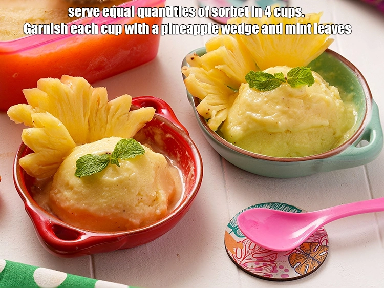 Step 12 – <p><span style="background-color:rgb(255,255,255);color:rgb(0,0,0);">Serve equal quantities of <strong>sorbet</strong> in 4 cups. Garnish each cup with a </span><a …