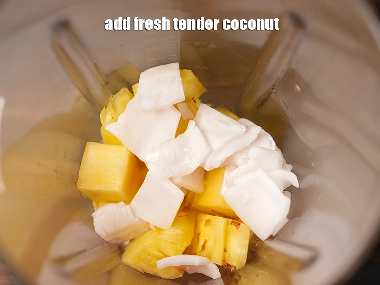 Step 3 – <p>Add <span style="background-color:rgb(255,255,255);color:rgb(0,0,0);">1/4 cup fresh tender </span><a href="https://www.tarladalal.com/glossary-coconut-nariyal-269i#ing_3223"><u>sliced coconut</u></a><u>.</u></p>