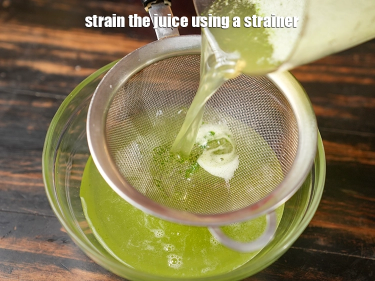 Step 8 – <p>Strain the <strong>juice</strong> using a strainer.</p>