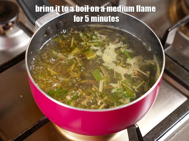 Step 11 – <p>Bring it to a boil on a medium flame for 5 minutes.</p>