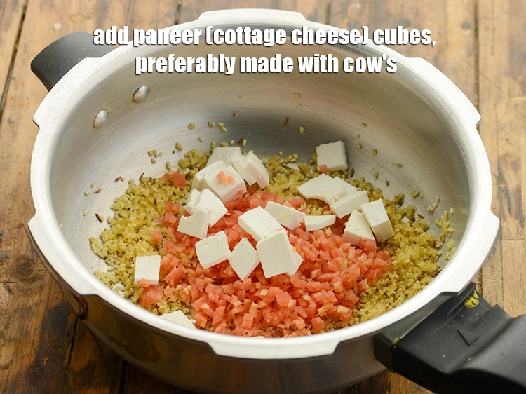 Step 15 – <p>Add the <span style="background-color:rgb(255,255,255);color:rgb(0,0,0);">1/4 cup </span><a href="https://www.tarladalal.com/glossary-paneer-cottage-cheese-chenna-985i#ing_3095"><u>paneer (cottage cheese) cubes </u></a><span style="background-color:rgb(255,255,255);color:rgb(0,0,0);">, preferably made with …