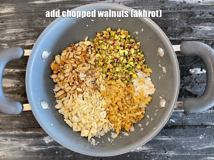Step 16 – <html><head></head><body><p>Add&nbsp;1/3 cup&nbsp;<a href="glossary-chopped-walnuts-785i">chopped walnuts (akhrot)</a>.</p></body></html>