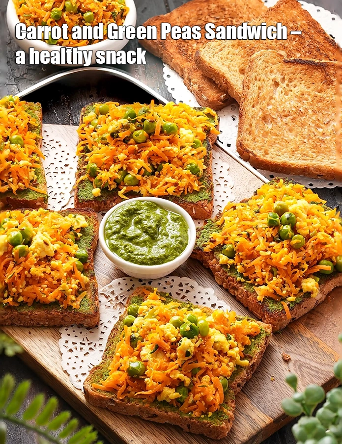 Step 23 – <p><strong>Carrot and Green Peas Sandwich – a healthy snack.</strong></p>