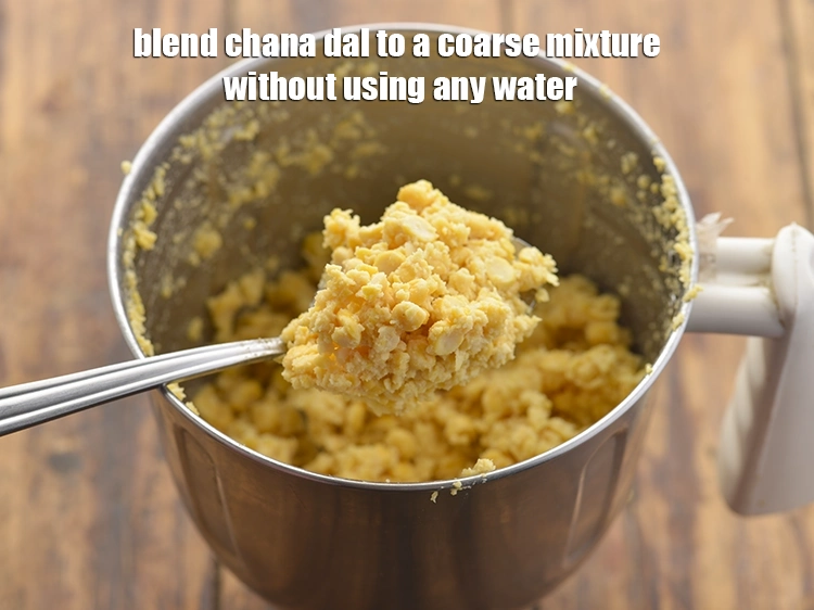 Step 53 – <p>Blend the <strong>chana dal </strong>coarsely for a good mouthfeel.&nbsp;</p>