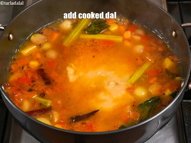 Step 42 – <p>Add the <strong>cooked dal</strong>.</p>