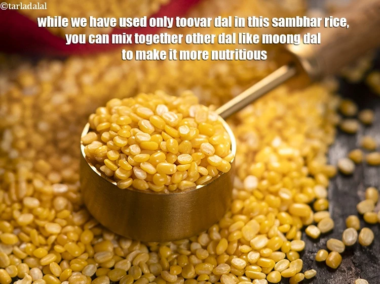 Step 53 – <p>While we have used only toovar dal in this sambhar rice recipe, you can mix …