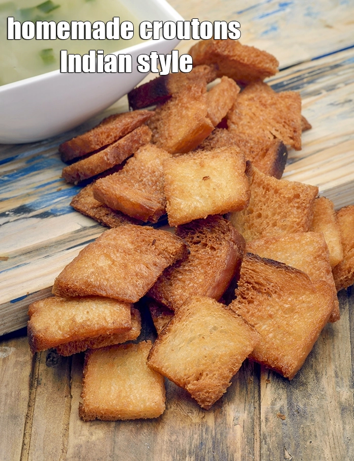 Step 6 – <p>Serve&nbsp;<strong>croutons | homemade croutons Indian style| deep fried croutons |</strong>&nbsp;with <a href="https://www.tarladalal.com/recipes-for-Chunky-Indian-Soups-162">chunky soups</a>, <a href="https://www.tarladalal.com/recipes-for-Thick---Creamy-Indian-Soups-163">thick …