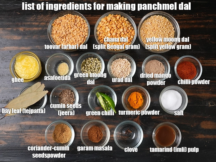 Step 2 – <p><strong>what is panchmel dal made of ? </strong><i><u>See below image of list of ingredients for&nbsp;panchmel …