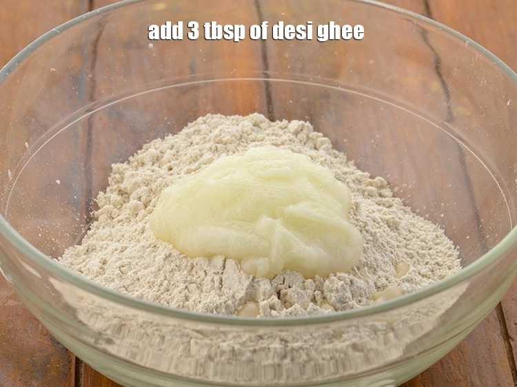 Step 4 – <p>To this add <span style="background-color:rgb(255,255,255);color:rgb(0,0,0);">3 tbsp. desi </span><a href="https://www.tarladalal.com/glossary-ghee-245i"><u>ghee</u></a>. You can even make use of …