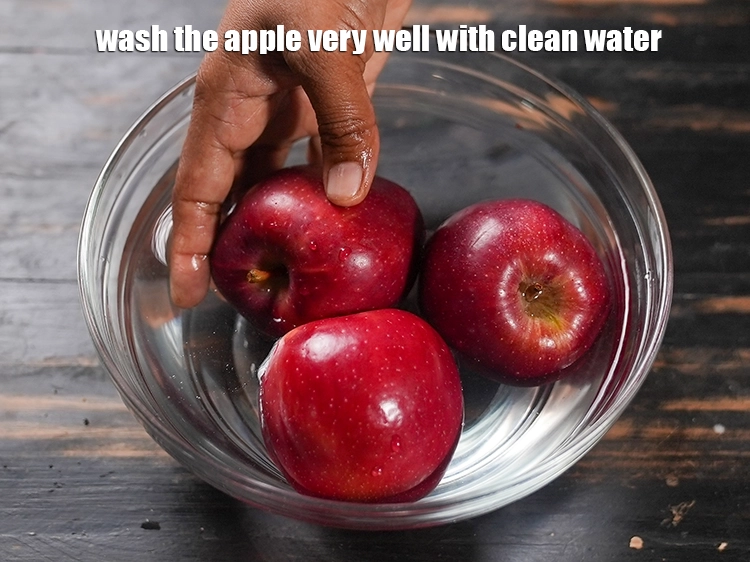 Step 10 – <p><strong>Wash</strong> the apple very well with clean water to make it free of dirt if …