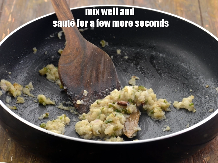 Step 19 – <p>Mix well and <strong>sauté</strong> for a few more seconds till the garlic loses its pungent …