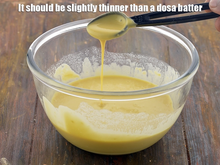 Step 7 – <p>Make sure that your batter for <strong>Boondi</strong> is of a pouring consistency. It should be …