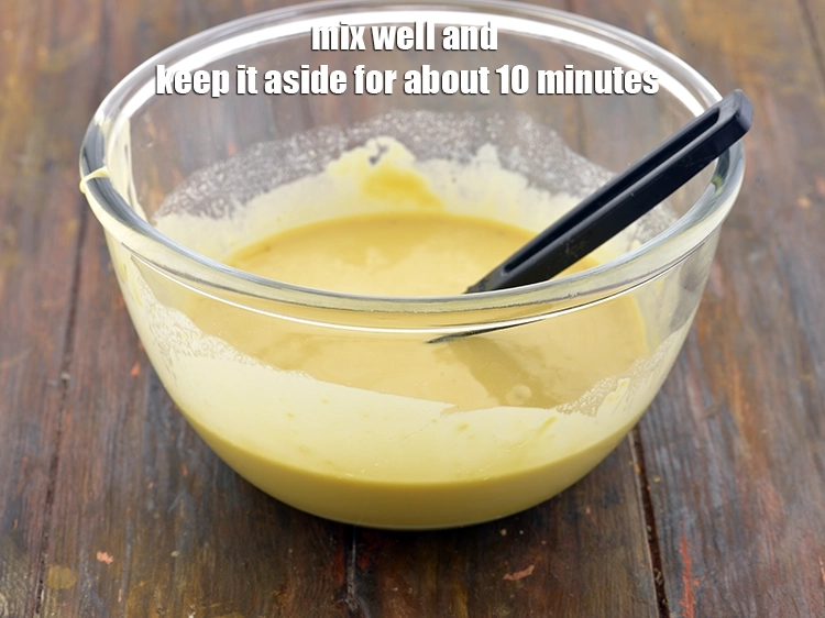 Step 22 – <p>Mix well and keep it aside for about <i>10 minutes.</i> This will slightly ferment the …