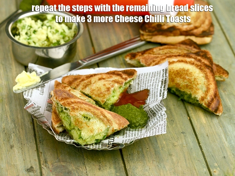 Step 22 – <p>Repeat the steps with the remaining bread slices to make 3 more<strong> Cheese Chilli Toasts</strong>.</p>