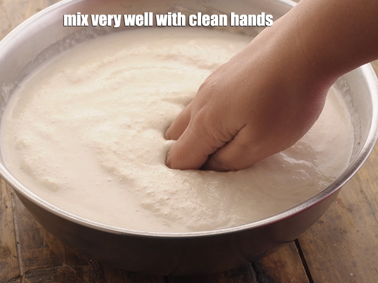 Step 15 – <p><span style="background-color:rgb(255,255,255);color:rgb(0,0,0);">Mix very well with clean hands. Mixing with your&nbsp;hands helps in the fermentation process …