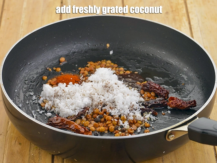 Step 10 – <p><span style="background-color:rgb(255,255,255);color:rgb(0,0,0);">Add the 1/3 cup freshly </span><a href="https://www.tarladalal.com/glossary-coconut-nariyal-269i#ing_3229"><u>grated coconut</u></a><span style="background-color:rgb(255,255,255);color:rgb(0,0,0);">. Coconut is a major ingredient …