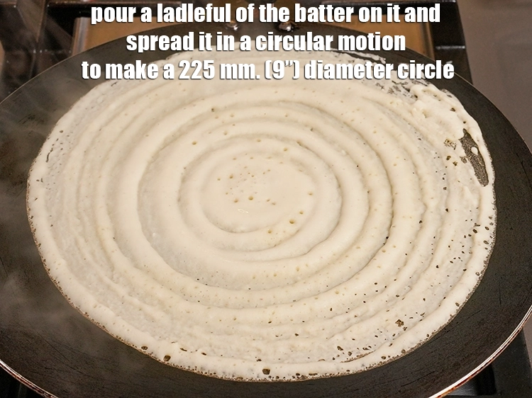 Step 33 – <p><span style="background-color:rgb(255,255,255);color:rgb(0,0,0);">Pour a ladleful of the batter on it and spread it in a circular …