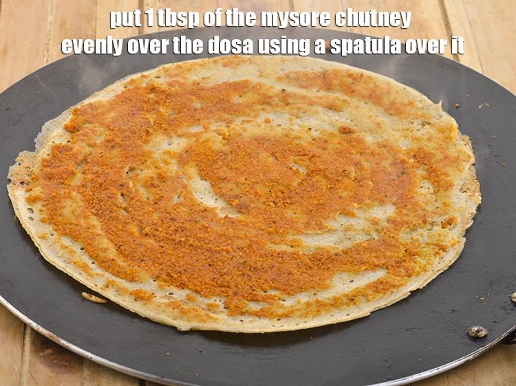 Step 35 – <p>Put <span style="background-color:rgb(255,255,255);color:rgb(0,0,0);">1 tbsp. of the <strong>Mysore chutney</strong> evenly over the dosa using a spatula …