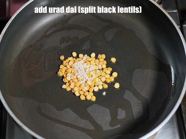 Step 3 – <p>Add the <span style="background-color:rgb(255,255,255);color:rgb(0,0,0);">1/2 tbsp </span><a href="https://www.tarladalal.com/glossary-urad-dal-split-black-lentil-941i"><u>urad dal (split black lentils)</u></a><u>.</u></p>