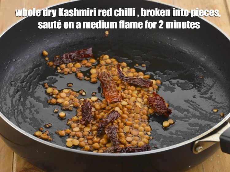 Step 5 – <p>Add the <span style="background-color:rgb(255,255,255);color:rgb(0,0,0);">3 to 4 </span><a href="https://www.tarladalal.com/glossary-whole-dry-kashmiri-red-chillies-kashmiri-mirch-kashmiri-lal-mirch-332i"><u>whole dry Kashmiri red chilli </u></a><span style="background-color:rgb(255,255,255);color:rgb(0,0,0);">, broken …