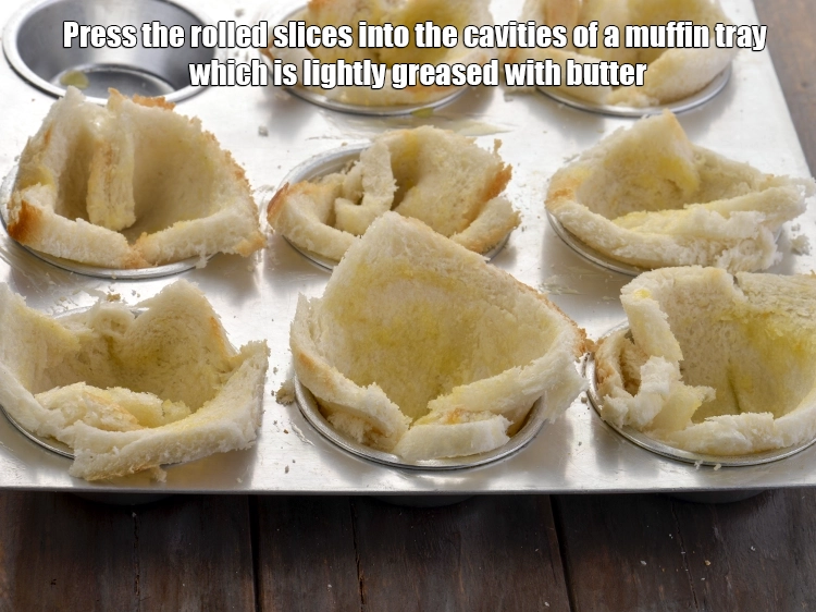 Step 4 – <p><span style="background-color:rgb(255,255,255);color:rgb(0,0,0);">Press the rolled slices into the cavities of a muffin tray which is lightly …