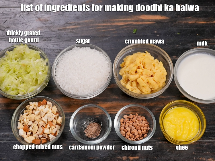 Step 2 – <p><strong>what is doodhi ka halwa made of ?</strong><i><strong><u>&nbsp;</u></strong><u>See below image of list of ingredients for&nbsp;doodhi …