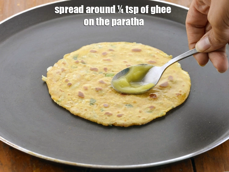 Step 23 – <p>When you see tiny bubbles on the top surface, flip it. Spread around ¼ tsp …