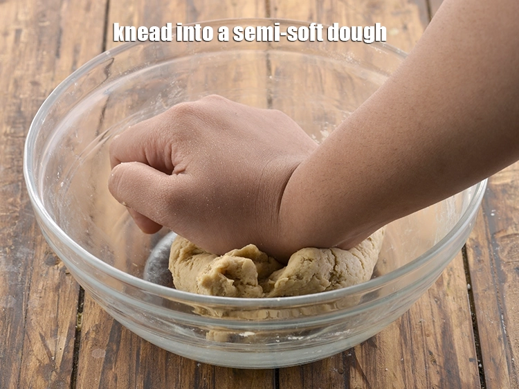 Step 6 – <p>Knead into a <strong>semi-soft dough</strong>. The dough should be smooth &amp; not sticky. Depending on …