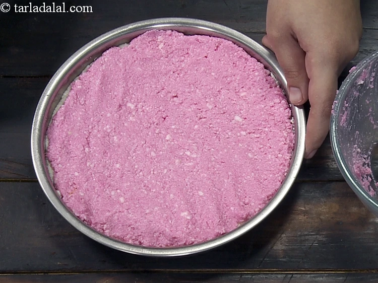 Step 17 – <p>Spread the pink mixture over the white mixture in an even layer. Ensure to spread …