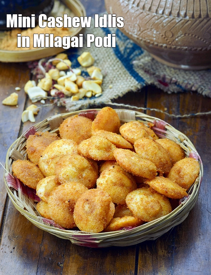Step 10 – <p><span style="background-color:rgb(255,255,255);color:rgb(0,0,0);">Serve <strong>Mini Cashew Idlis in Milagai Podi</strong> immediately.</span></p>