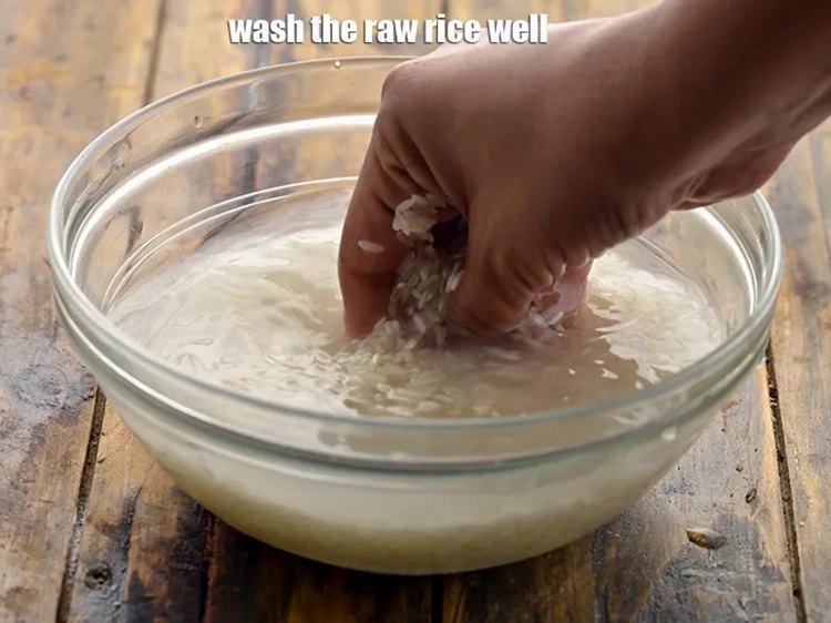 Step 2 – <p><span style="background-color:rgb(255,255,255);color:rgb(0,0,0);">Wash the <strong>rice (chawal)</strong> well with water to get rid of impurities if any. …
