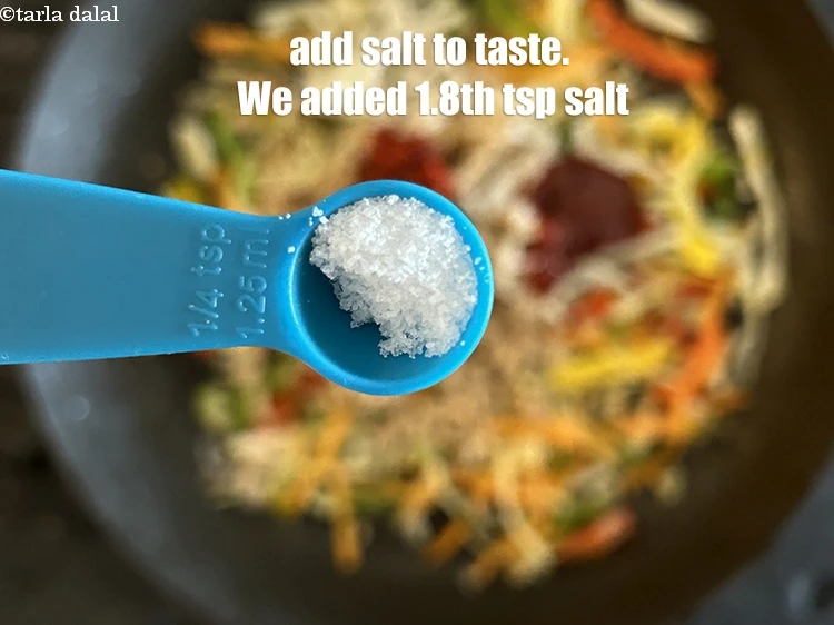 Step 20 – <p>Add <a href="https://www.tarladalal.com/glossary-salt-namak-table-salt-418i"><u>salt</u></a> to taste. We added 1/8th&nbsp;tsp salt.</p>