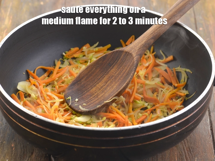 Step 10 – <p><strong>Sauté</strong> everything on a medium flame for 2 to 3 minutes. When these subtle flavor …