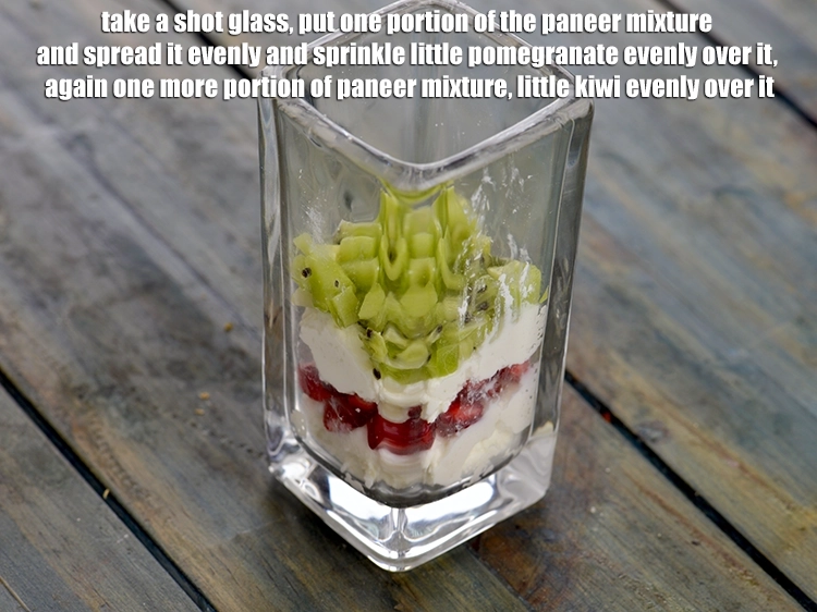 Step 3 – <p><span style="background-color:rgb(255,255,255);color:rgb(0,0,0);">Take a <strong>shot glass</strong>, put one portion of the <strong>paneer mixture</strong> and <strong>spread it …