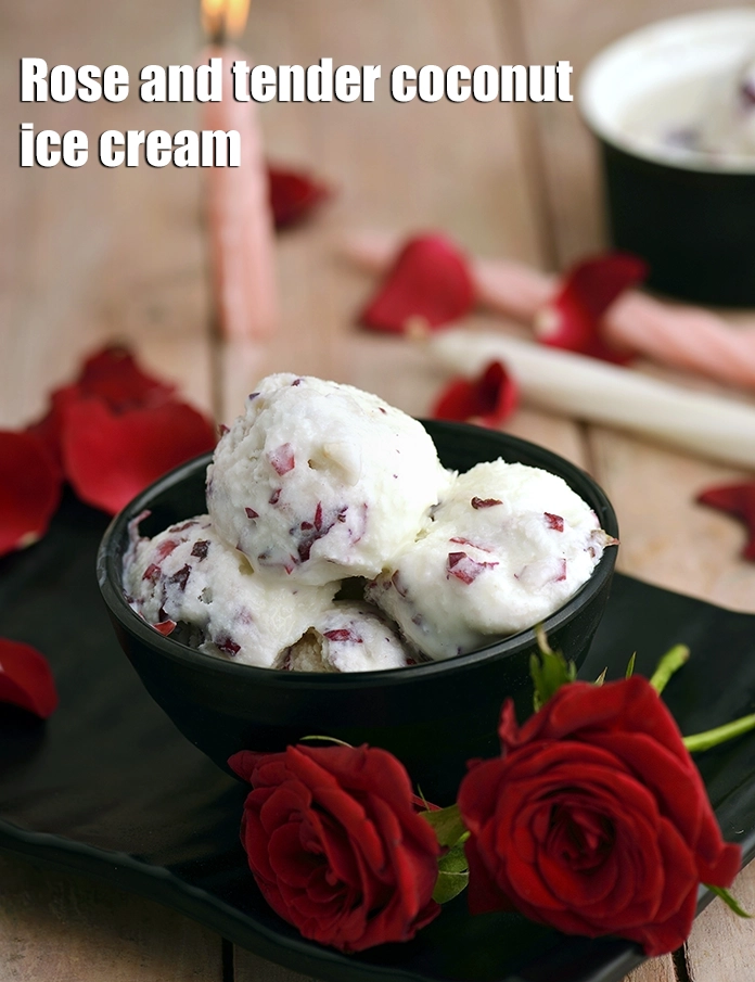 Step 10 – <p><strong>Rose and Tender Coconut Ice-cream.</strong></p>