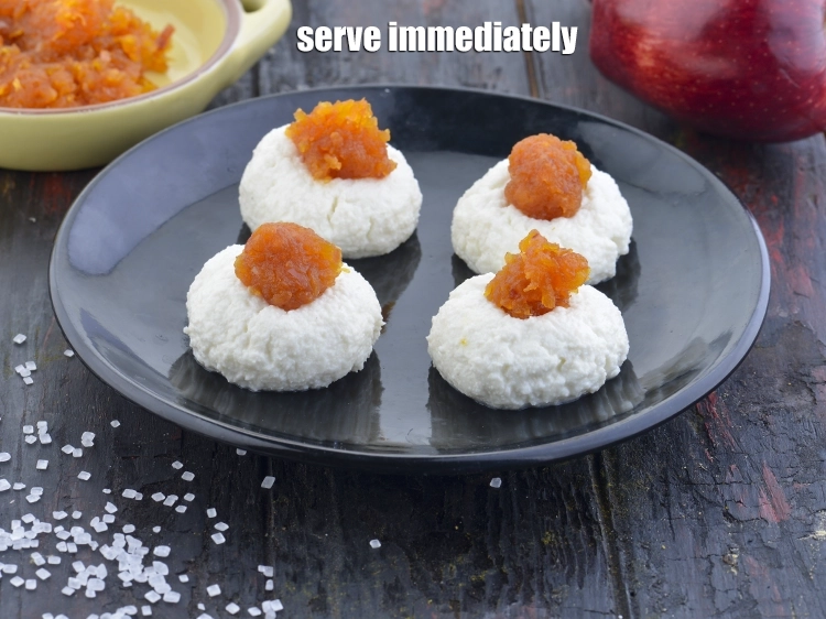 Step 9 – <p><span style="color:rgb(13,13,13);">Serve <strong>apple sandesh </strong>immediately.</span></p>