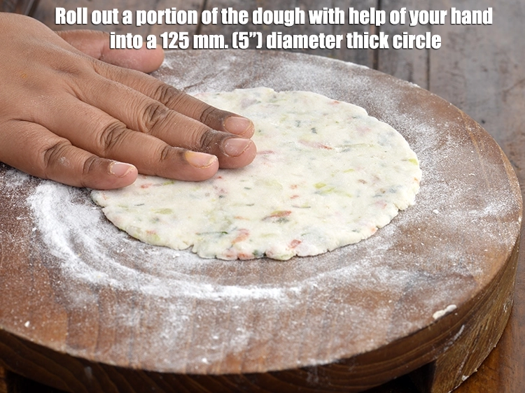 Step 7 – <p><span style="background-color:rgb(255,255,255);color:rgb(0,0,0);">Roll out a portion of the <strong>dough</strong> with help of your hand into a …