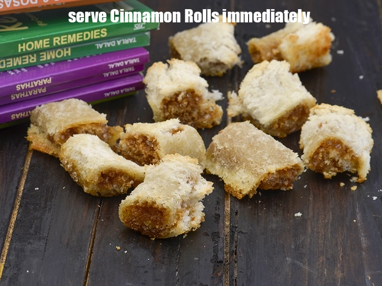 Step 12 – <p><span style="background-color:rgb(255,255,255);color:rgb(0,0,0);">Serve <strong>Cinnamon Rolls, Baked Cinnamon Pinwheels</strong> immediately.</span></p>