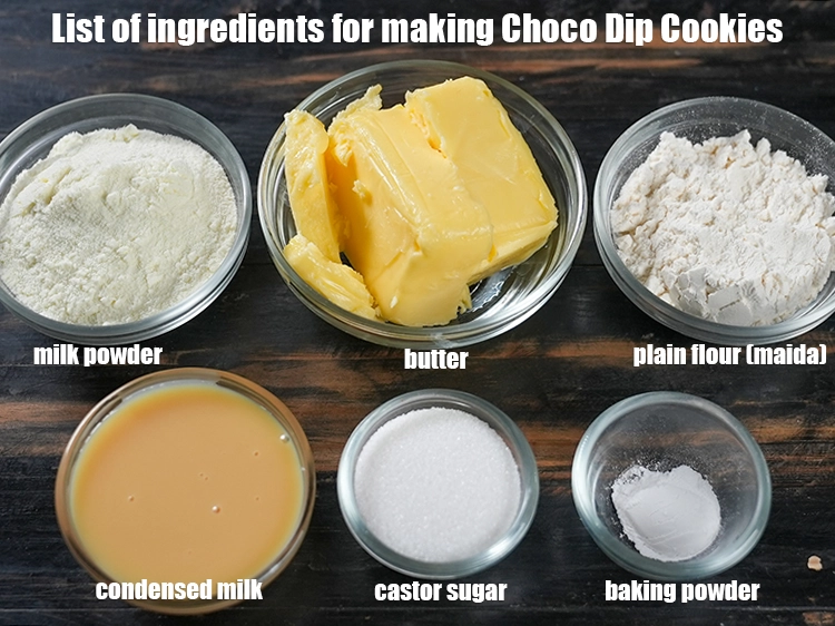Step 1 – <p><i><u>See the below image of list of ingredients for making </u><strong><u>Choco Dip Cookies</u></strong><u>.</u></i></p>