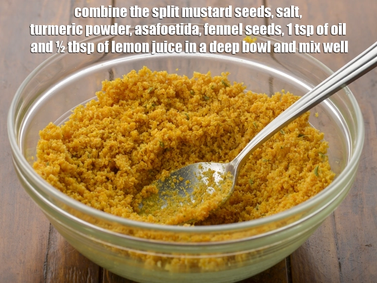 Step 5 – <p><span style="background-color:rgb(255,255,255);color:rgb(0,0,0);">Combine the 1/2 cup coarsely </span><a href="https://www.tarladalal.com/glossary-split-mustard-seeds-rai-na-kuria-rai-kuria-527i#ing_3362"><u>crushed split mustard seeds (rai na kuria)</u></a><span style="background-color:rgb(255,255,255);color:rgb(0,0,0);">, …