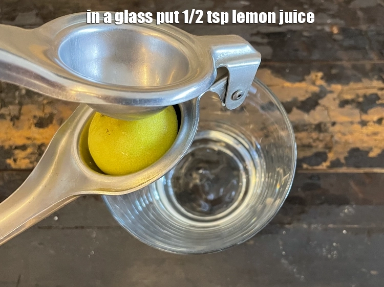 Step 8 – <html><head></head><body><p>In a glass put&nbsp;1/2 tsp&nbsp;<a href="glossary-lemon-juice-numbi-ka-ras-nimbu-ka-juice-471i">lemon juice</a>.&nbsp;Lemon is a very good source of&nbsp;<a href="https://www.tarladalal.com/recipes-for-Vitamin-C-Rich-Indian-Recipes-804">Vitamin C</a>&nbsp;and …