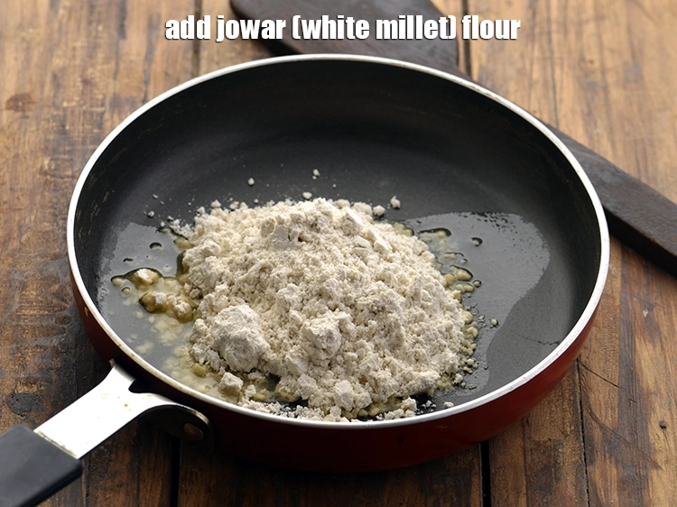 Step 15 – <p>Add the <span style="background-color:rgb(255,255,255);color:rgb(0,0,0);">1/4 cup </span><a href="https://www.tarladalal.com/glossary-jowar-flour-jowar-ka-atta-white-millet-flour-sorghum-flour-483i"><u>jowar (white millet) flour</u></a> immediately and sauté on a …