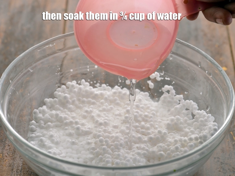 Step 5 – <p>Then soak them in ¾ cup of <strong>water</strong>.</p>
