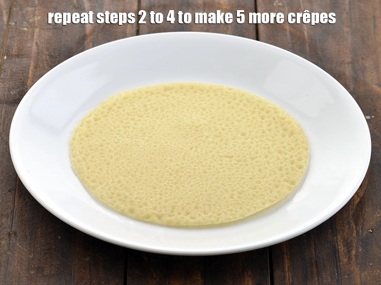 Step 15 – <p><span style="background-color:rgb(255,255,255);color:rgb(0,0,0);">Repeat steps 2 to 4 to make 5 more <strong>crêpes</strong>.</span></p>