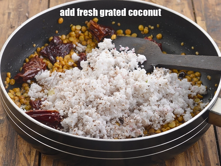Step 21 – <p>Add the fresh <a href="https://www.tarladalal.com/glossary-coconut-nariyal-269i#ing_3229"><u>grated coconut</u></a>. Coconut is a major ingredient of most South-Indian chutneys.It …