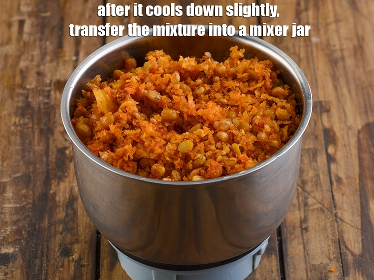 Step 16 – <p>After it <strong>cools</strong> down slightly, Transfer the mixture into a mixer jar.&nbsp;</p>