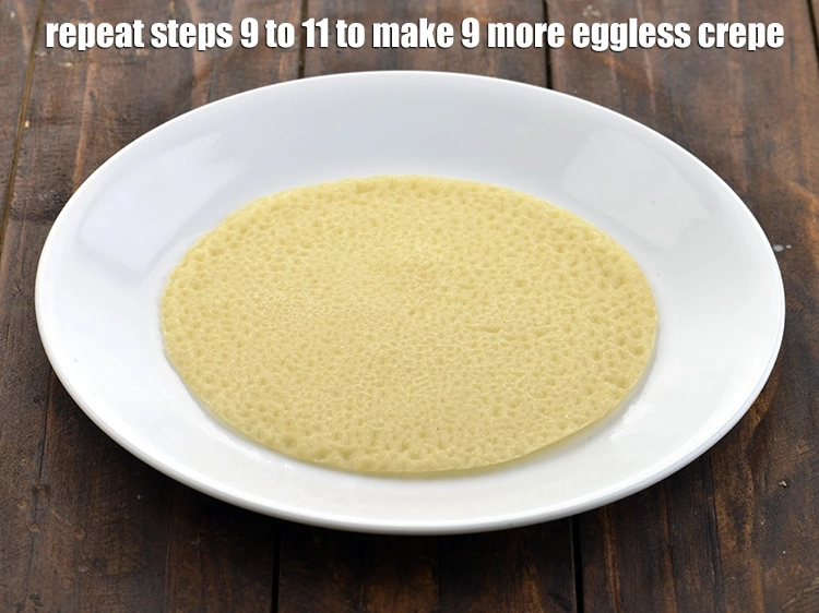 Step 12 – <p>Repeat steps 9 to 11 to make 9 more&nbsp;<strong>eggless sweet crepes for dessert | vegetarian …